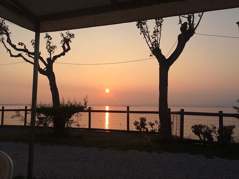 sunset, garda, lake, sea, water, sky, beauty in nature, scenics - nature HD wallpaper