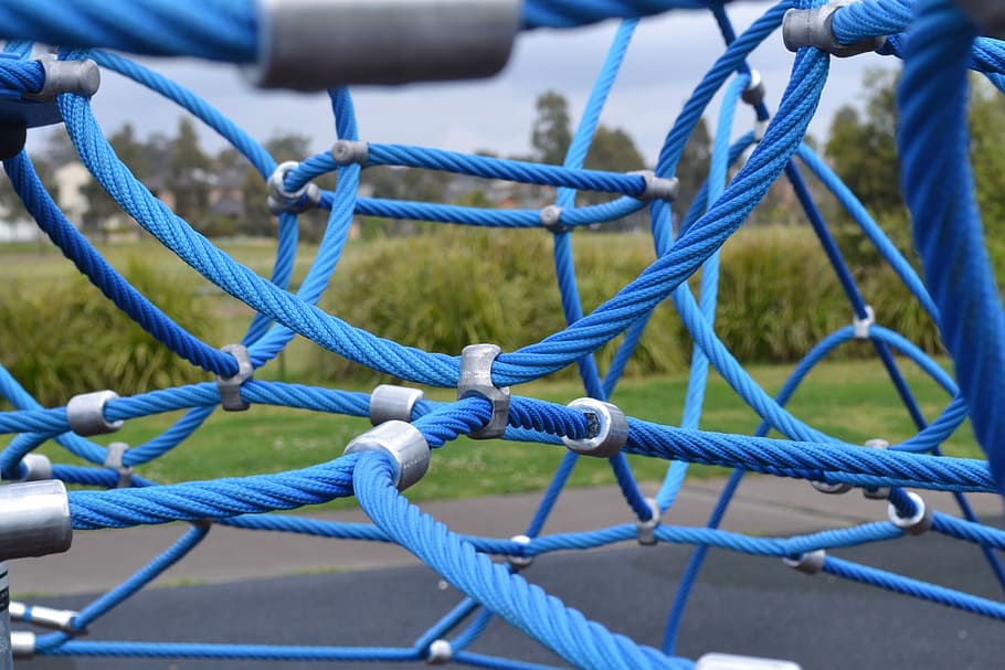Rope, Climb, Activity, Challenge, connection, metal, blue, no people HD wallpaper