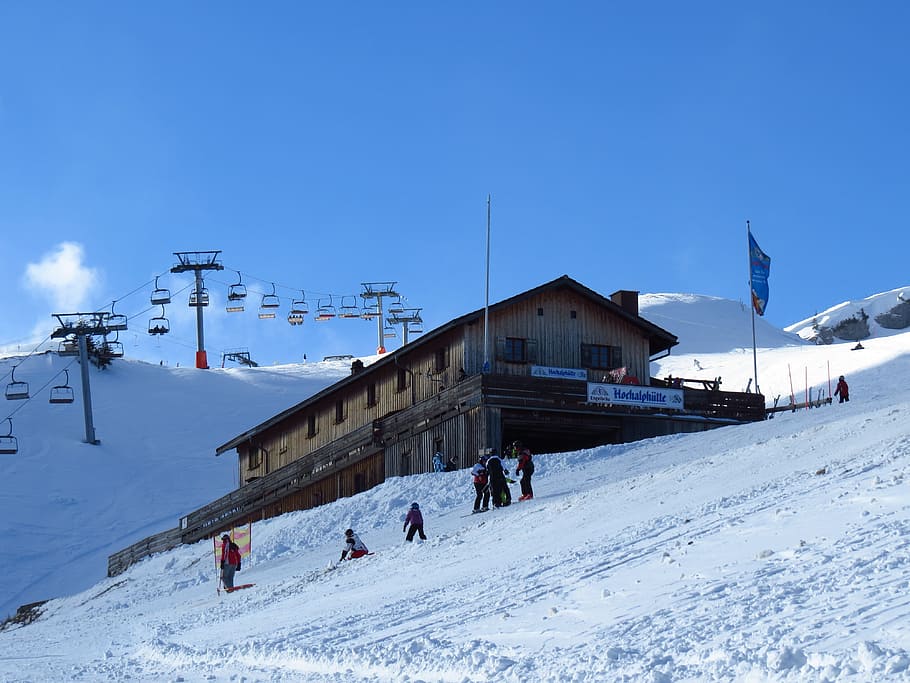 Mountain, Hut, High, Alp, Breitenberg, high alp hut, snow, winter, HD wallpaper