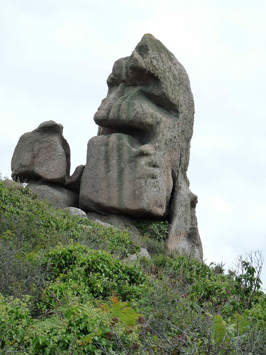 Rock, Head, Man, Legend, Wild, Curious, pierre, granite, sculpture HD wallpaper