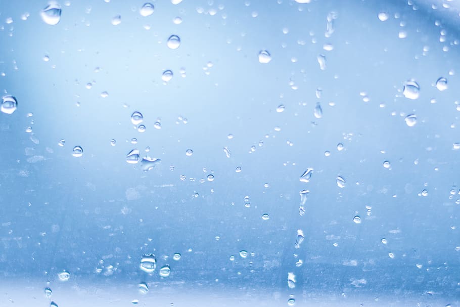 water, rain, glass, drop, backgrounds, blue, refreshment, wet HD wallpaper