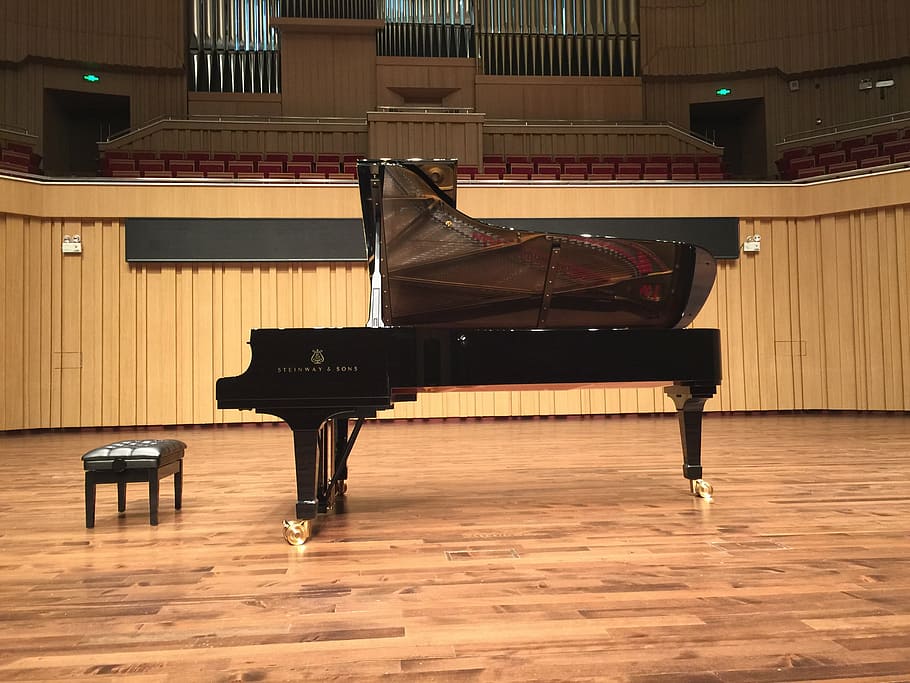 changsha concert hall, stage, steinway piano, music, musical Instrument, HD wallpaper