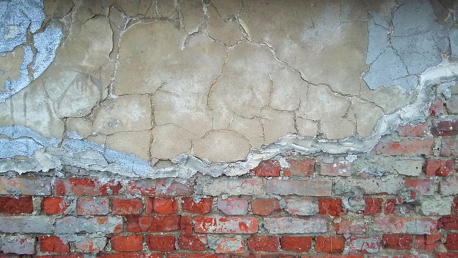 wall, bricks, ošarpaná, old, plaster, background, texture HD wallpaper