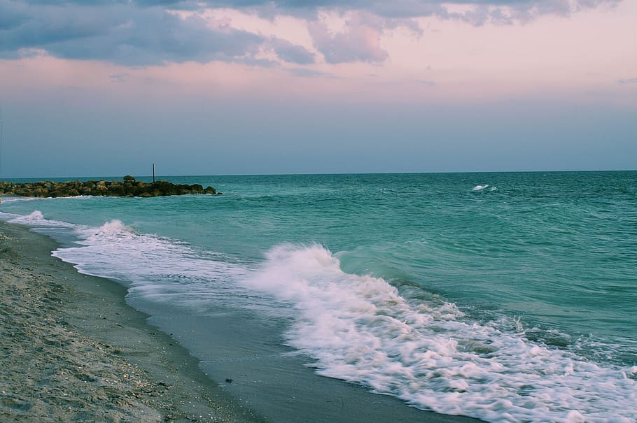 wave, beach, water, coast, seascape, blue, island, sky, beauty in nature HD wallpaper