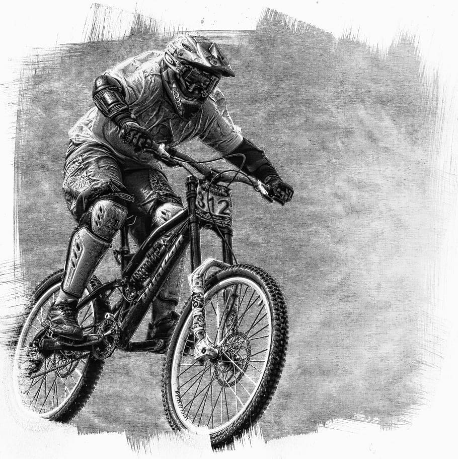 man riding bicycle sketch, sport, bike, tire, wheel, inner tubes, HD wallpaper