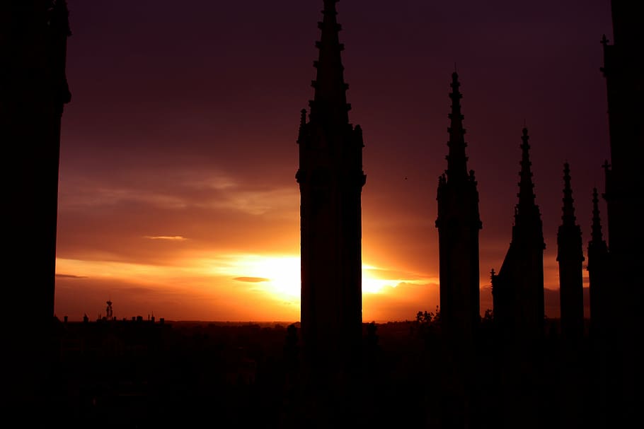 cathedral, sky, sunset, building, architecture, old, history HD wallpaper