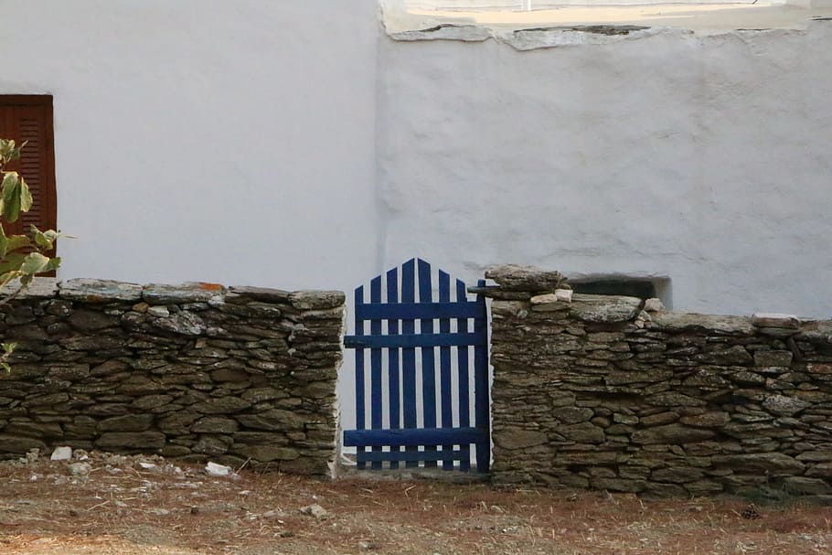 door, blue, greece, architecture, built structure, building HD wallpaper