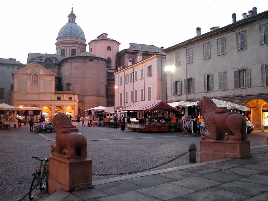 Piazza San Prospero in Reggio Emilia, Italy, buildings, photos, HD wallpaper
