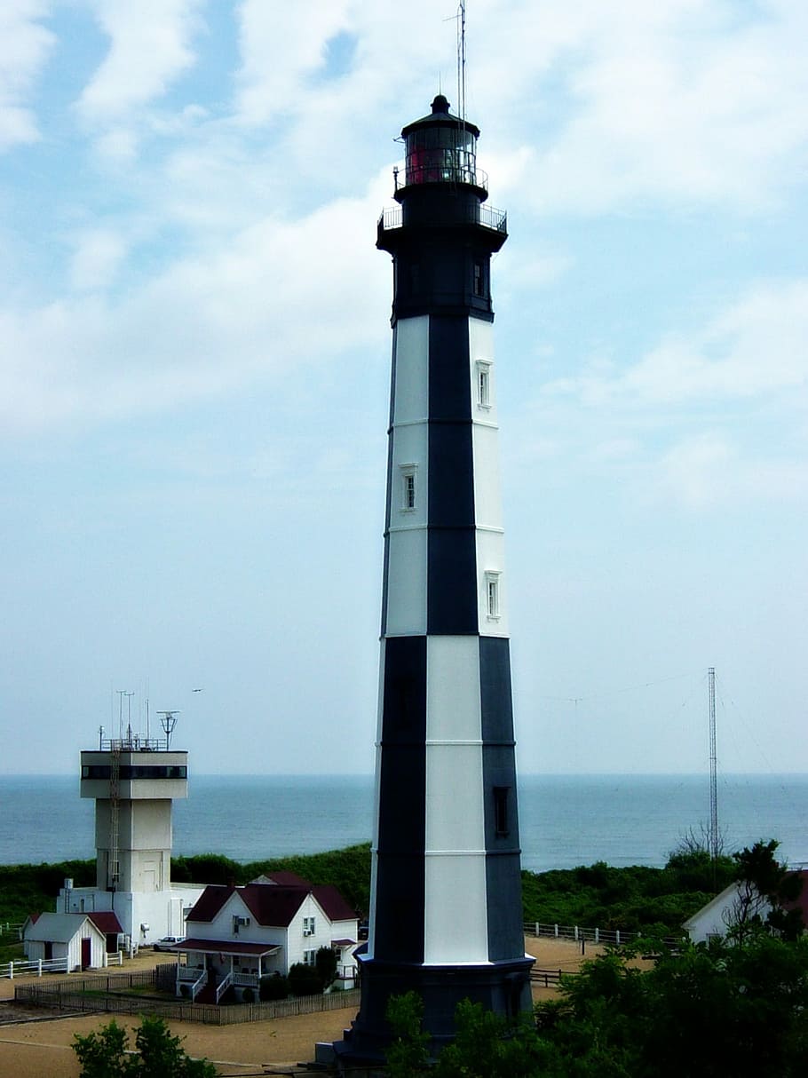 Light House, Ocean, Tower, Shore, cloud - sky, direction, lighthouse HD wallpaper