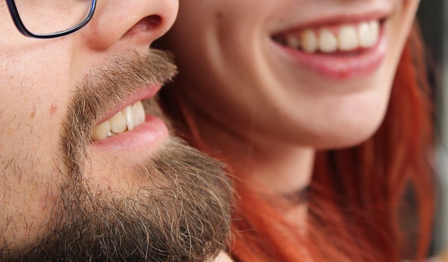 emotion, romance, smile, teeth, beard, mouth, beauty, face HD wallpaper