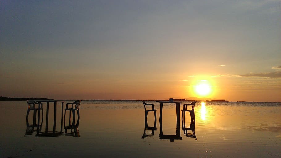 nature, landscape, tranquility, sky, sunset, water, scenics - nature HD wallpaper