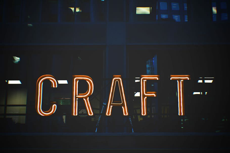 craft neon signage at nighttime, neon craft signage turned on HD wallpaper