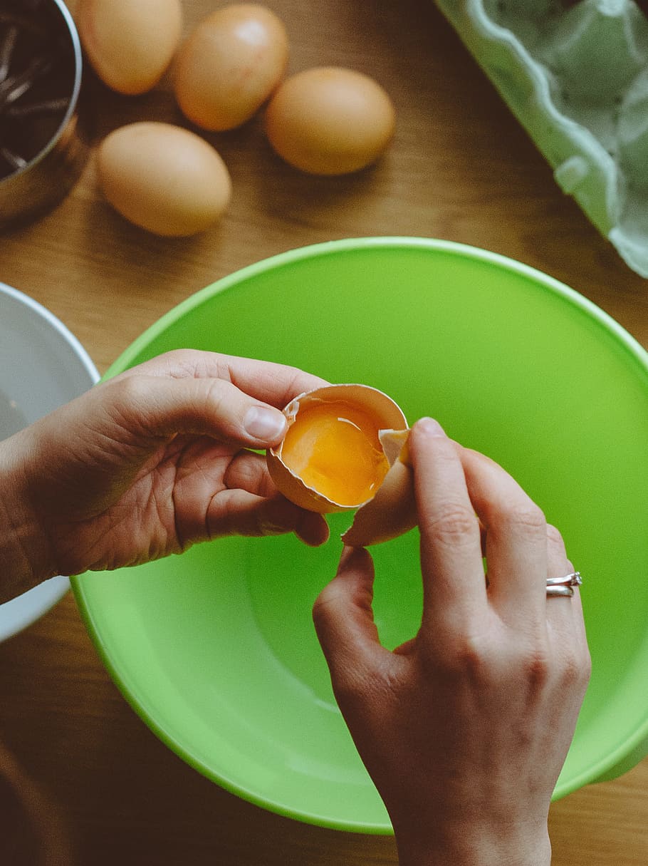 food, hands, chef, kitchen, bowl, cake, cook, cooking, eggs, indoors HD wallpaper
