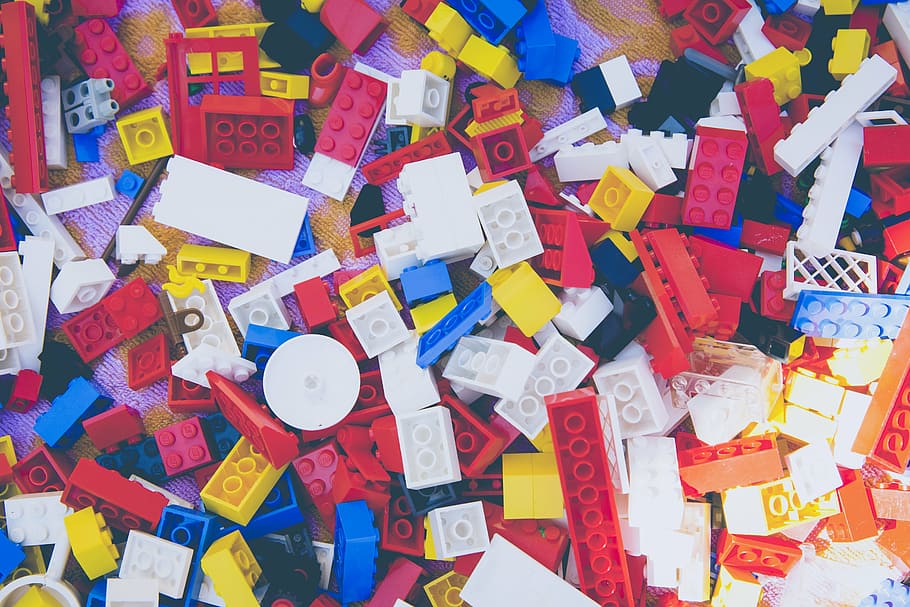 assorted-color interlocking brick toy lot, lego, play, build HD wallpaper
