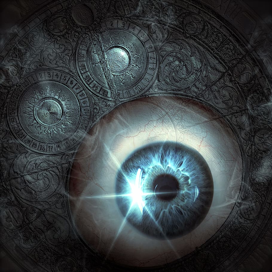 macro shot of person's eye, cd cover, fantasy, pattern, mystical HD wallpaper