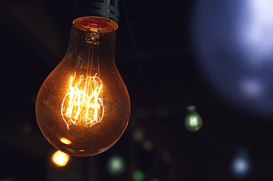 turned on incandescent bulb, light bulb, lamp, current, bulbs HD wallpaper