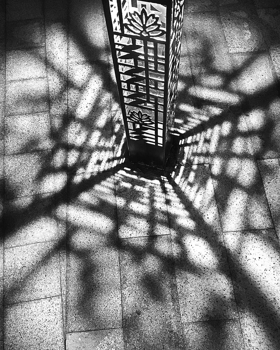 lamp post, small, shadow, light, design, sunlight, nature, pattern HD wallpaper