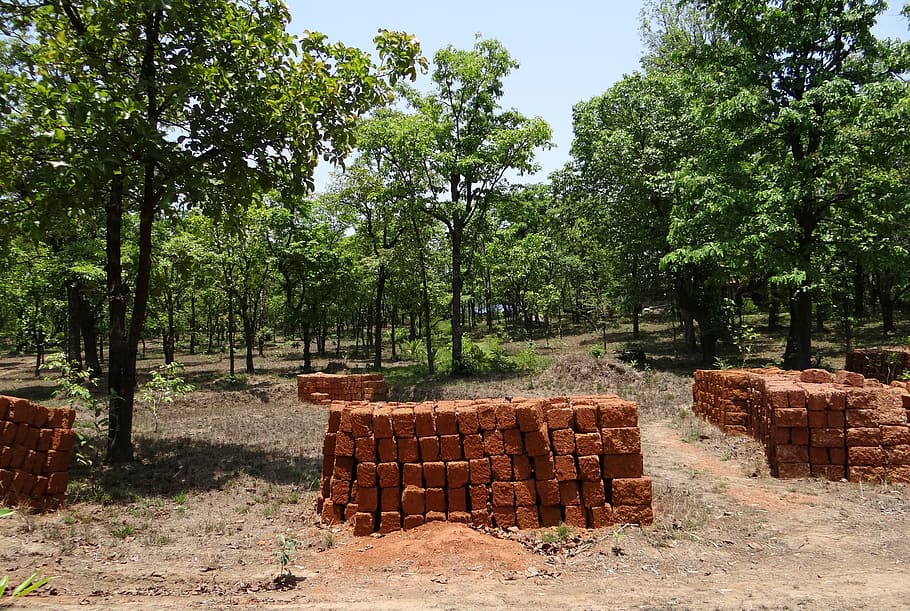 laterite, stone, blocks, material, construction, rock, red HD wallpaper