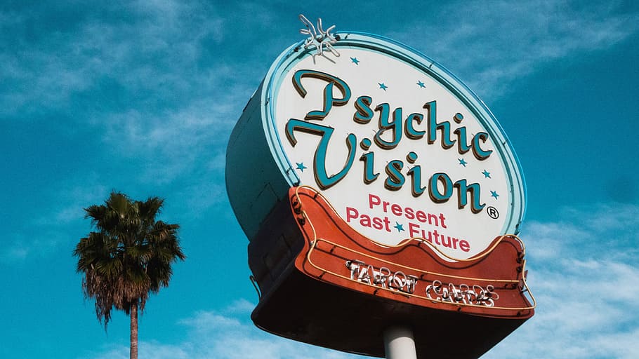 Psyshic Vision sigange, Psychic Vision signage, palm tree, fortune teller, HD wallpaper