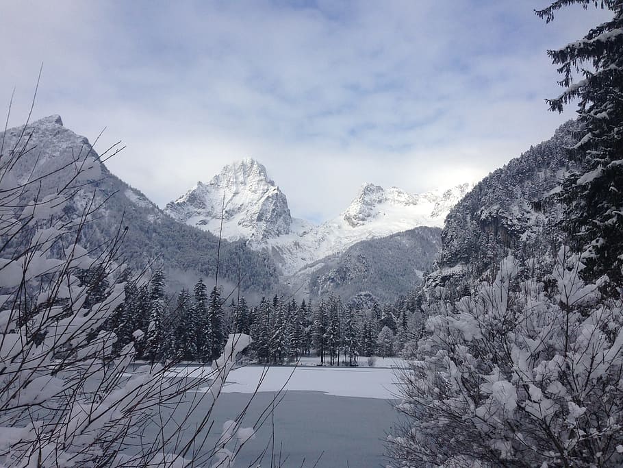 pointed wall, schieder pond, hinterstoder, cold temperature HD wallpaper