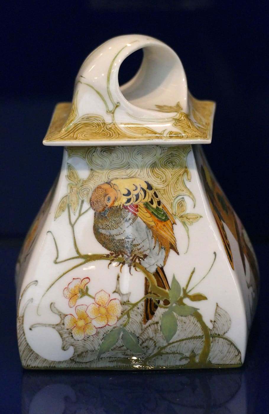 ceramics, pot, bird, painting, art, work of art, art nouveau, HD wallpaper