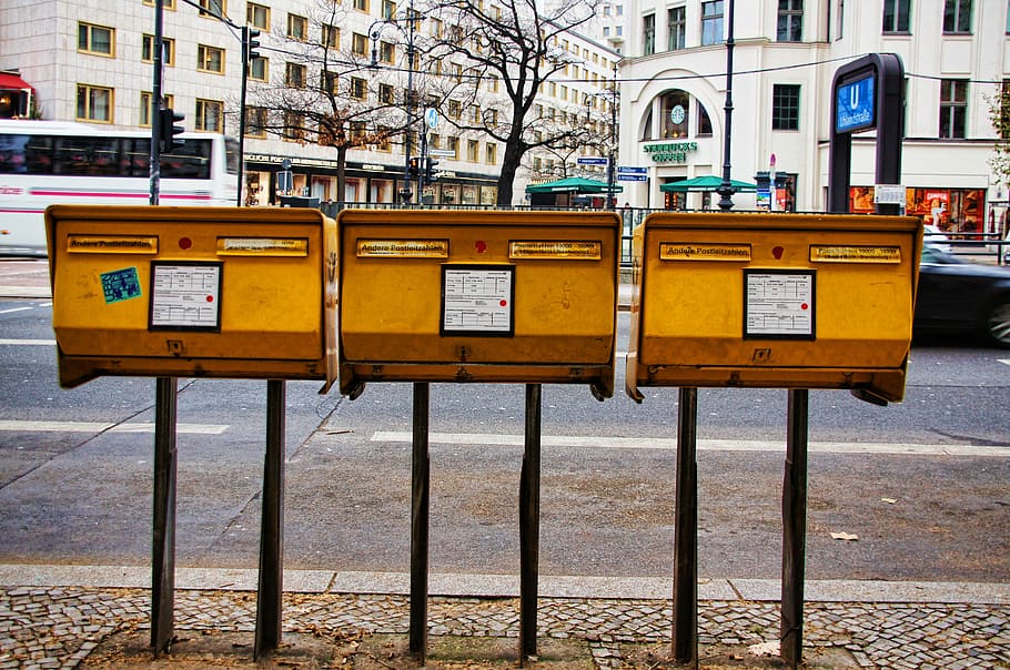 Mailbox, Road, City, Berlin, street scene, england, uK, outdoors HD wallpaper