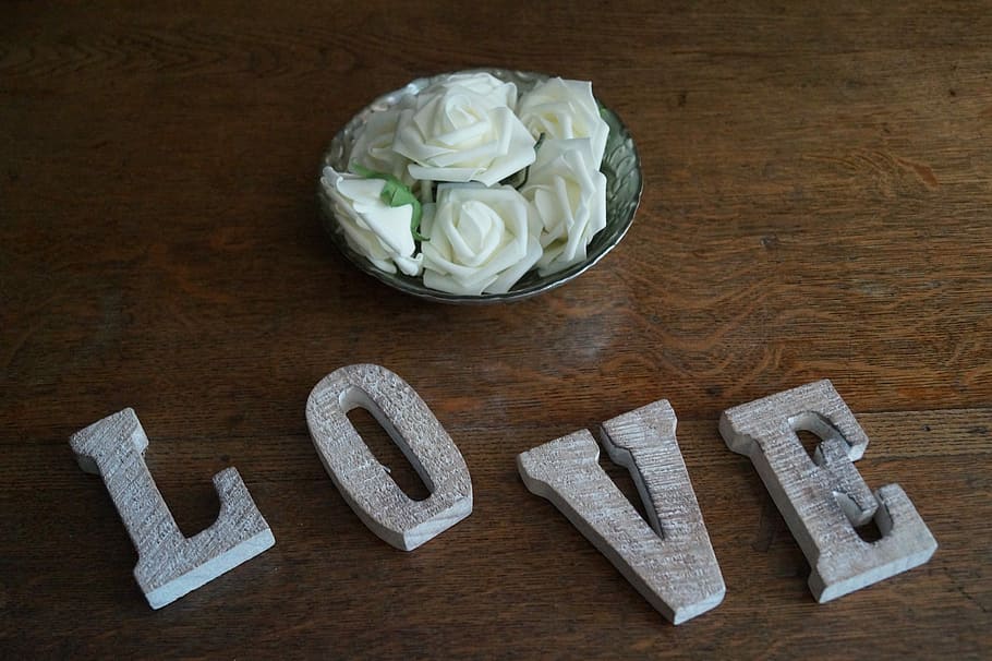 Love, Roses, Romantic, wood - material, indoors, text, communication HD wallpaper