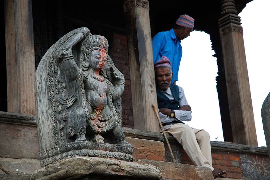 Nepal, People, Temple, statue, sculpture, adult, sitting, low angle view HD wallpaper