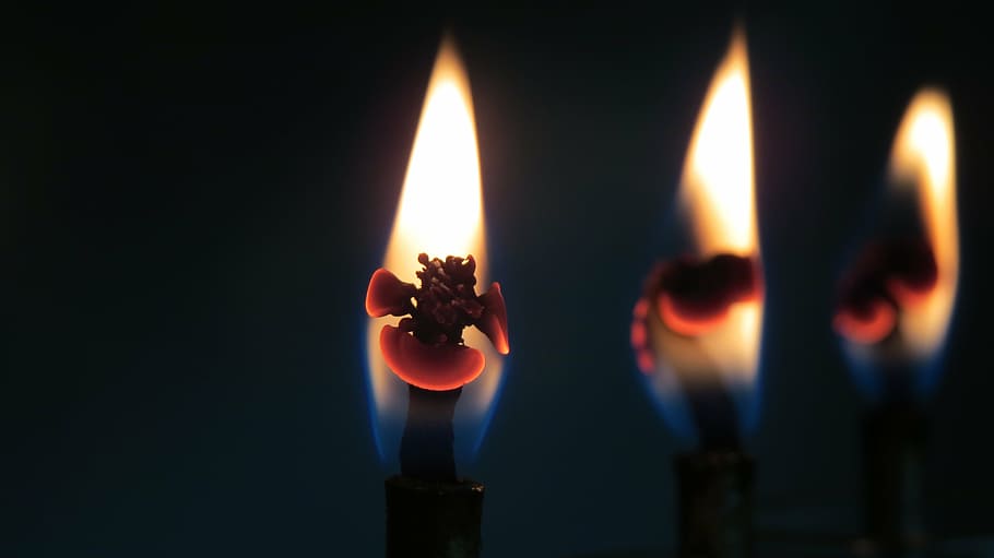 yellow flames, candles, fire, light, fire - natural phenomenon HD wallpaper