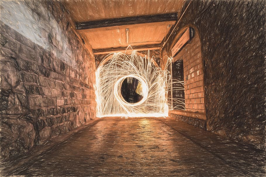 Sparks in Tunnel during Daytime in Time Lapse Photography, architecture HD wallpaper