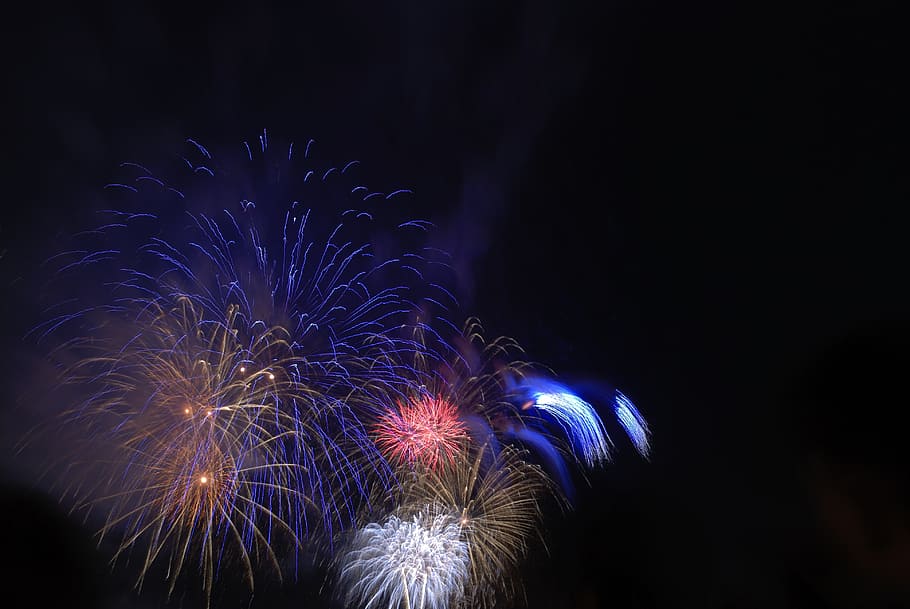 fireworks, white, red, light, color, lunar new year, beautiful HD wallpaper