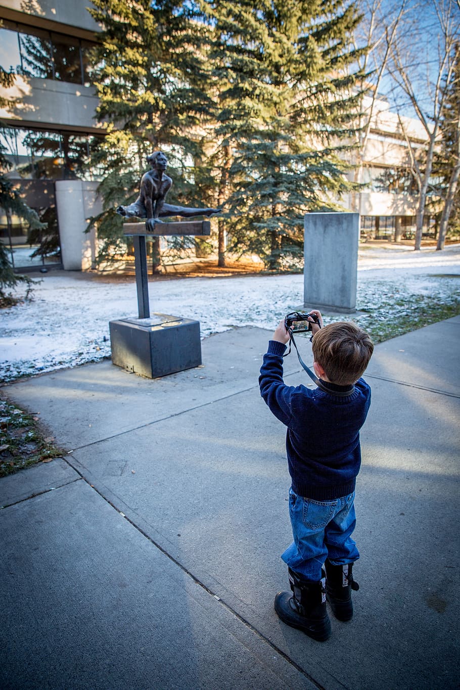 photographer, child, apprentice, young, kid, youth, park, camera HD wallpaper