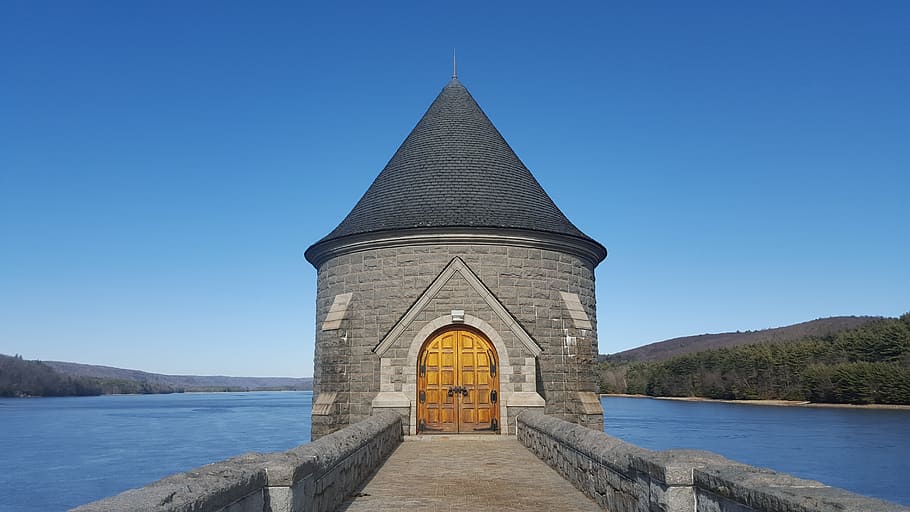 Saville Dam, Barkhamsted, Reservoir, water, fort, connecticut, HD wallpaper