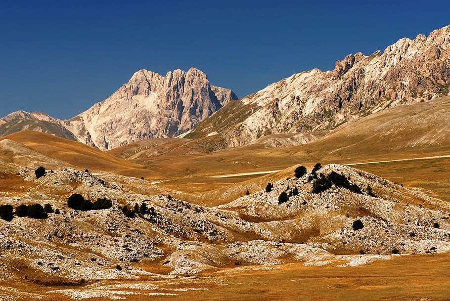mountain, scenery, landscape, italy, appennines, gran sasso