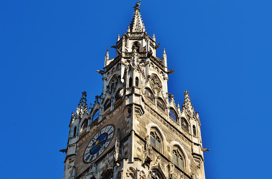 town hall, munich, spire, marienplatz, architecture, tower, HD wallpaper