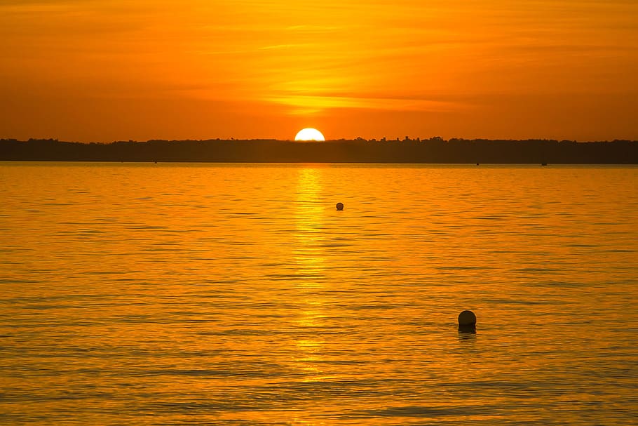 sun, ocean, water, sunset, sky, scenics - nature, beauty in nature HD wallpaper