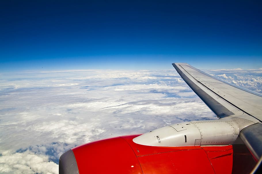 aircraft, clouds, wing, aviation, transport, passenger aircraft HD wallpaper