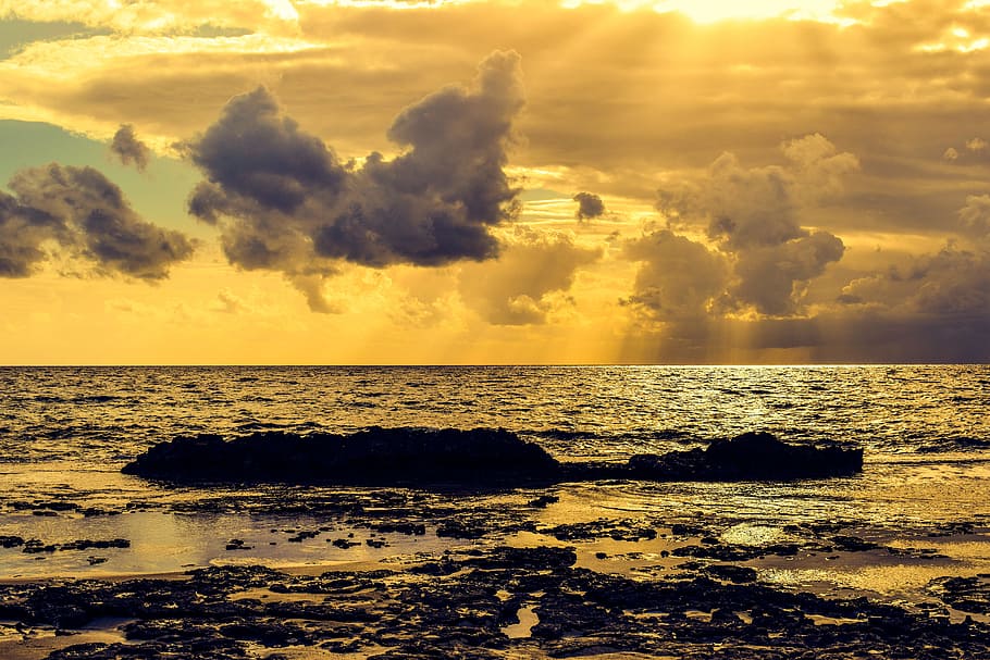 sea, seashore, beach, panoramic, nature, sky, clouds, landscape HD wallpaper