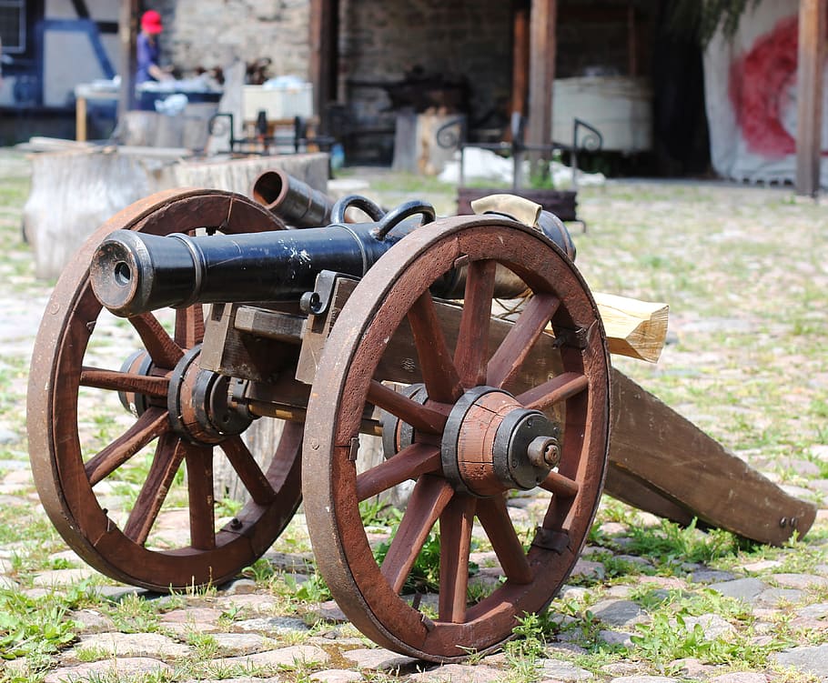 cannon, kernel, antique, artillery, wheel, day, the past, history HD wallpaper