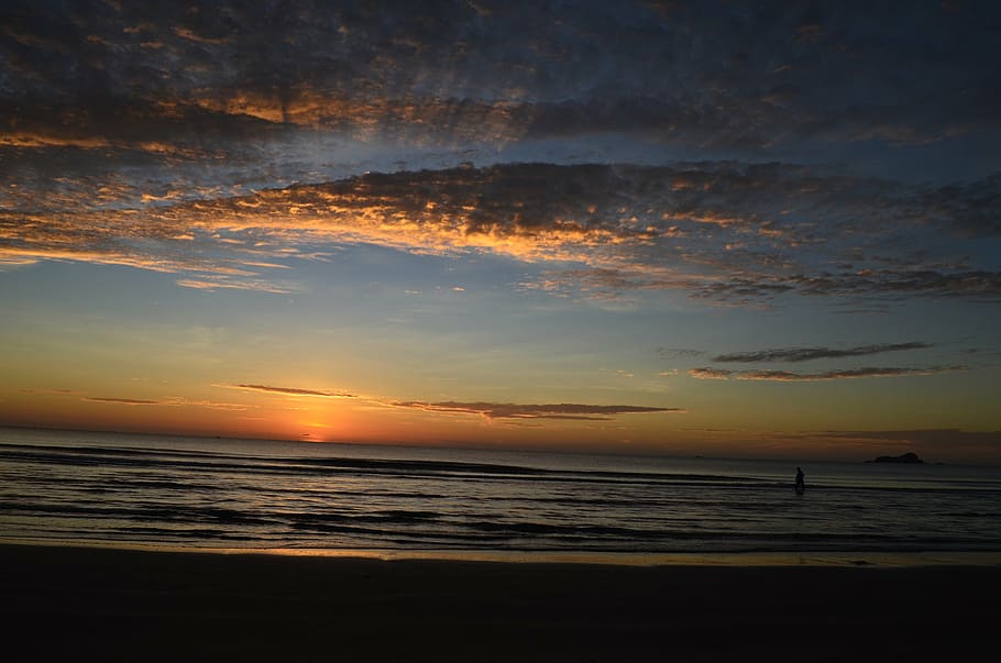 beach, sunrise, o, ocean, sea, sunset, nature, sky, sand, travel HD wallpaper