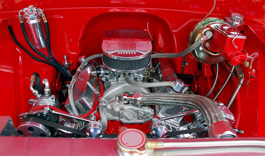car engine, restored, customized, motor, vehicle, automobile, HD wallpaper