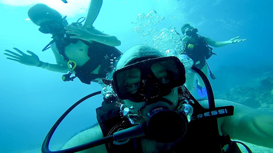 Diving, Blue Sea, Sea, Caribbean, is, caribbean sea, is crystal, HD wallpaper