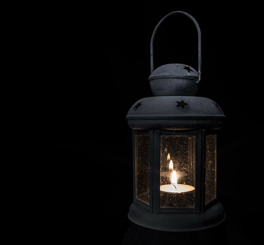 white tealight in white lantern lamp, tea lights, low, candle HD wallpaper