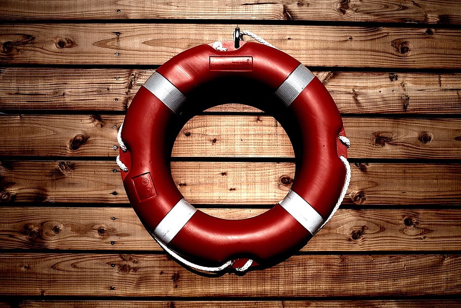 red and white life buoy, lifesaver, safety, rescue, ring, help