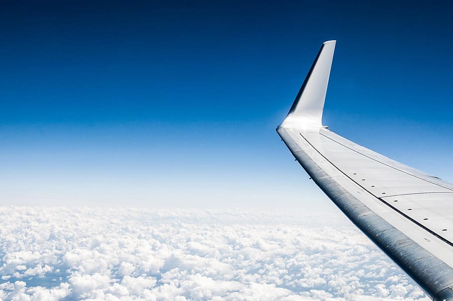 aerial photography of clouds, Plane, Wing, Sky, the plane, the height of the HD wallpaper