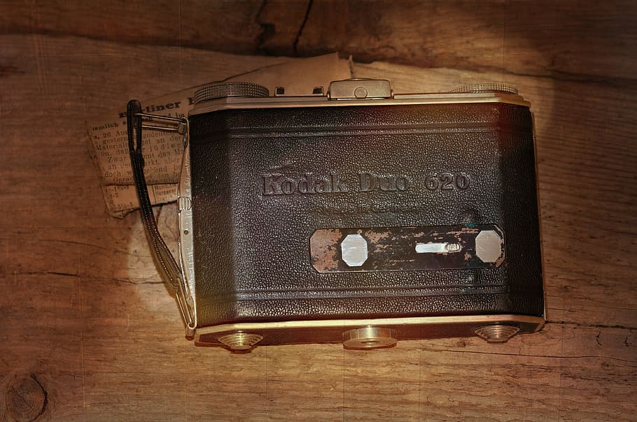 camera, photo camera, old, antique, wooden table, photography HD wallpaper
