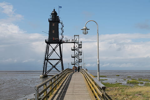 Lighthouse, Web, Beacon, North Sea, watts, wadden sea, ebb HD wallpaper