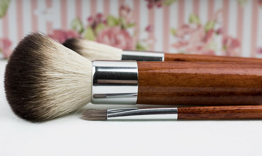 close up photography of makeup brushes on table, make up, cosmetics HD wallpaper
