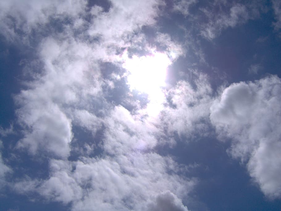 sky, blue, sun, clouds, summer, cloud - sky, beauty in nature HD wallpaper