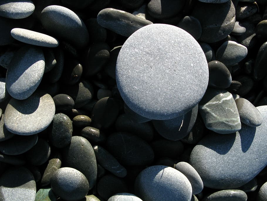 stone, pebble, beach, sea, new zealand, stone - object, full frame HD wallpaper